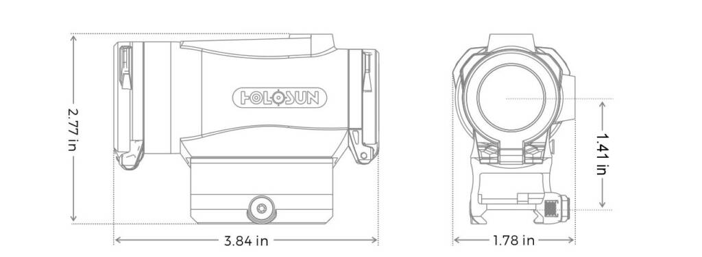 Holosun HE530C-RD - Items Dimensions (in inches)
